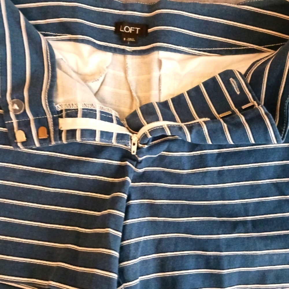 Blue Striped Women's Shorts Loft Sz 8 - Picture 3 of 4